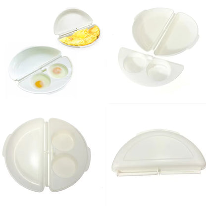 Useful White Microwave Omelette Egg Maker Tray Non-Toxic Eggs Steamer Box Silicone Egg Cooker Egg Poacher Kitchen Cooking Tools