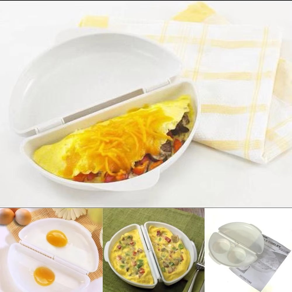 Useful White Microwave Omelette Egg Maker Tray Non-Toxic Eggs Steamer Box Silicone Egg Cooker Egg Poacher Kitchen Cooking Tools